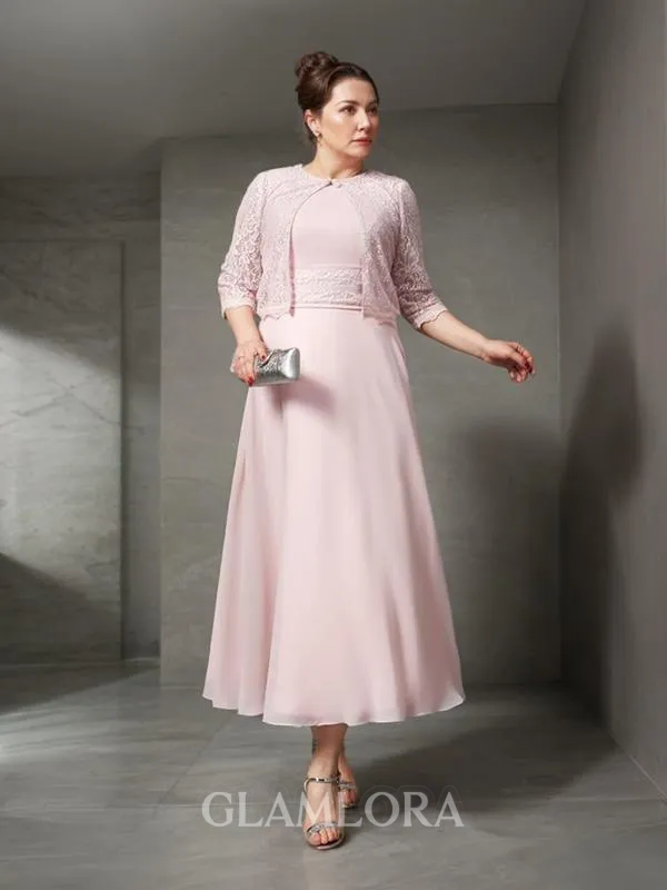 Impeccable A-line Jewel Sleeveless Ankle-Length Chiffon Mother of the Bride Dress With Lace