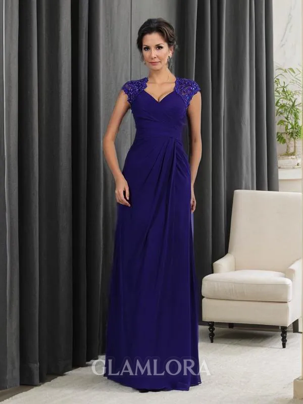 Trumpet/Mermaid Sophisticated V-Neck Sleeveless Floor-Length Chiffon Mother of the Bride Dress