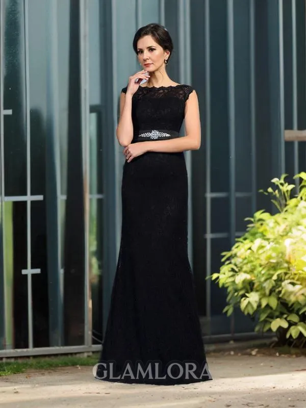 Sheath/Column Bateau Graceful Sleeveless Floor-Length Lace Mother of the Bride Dress With Beading
