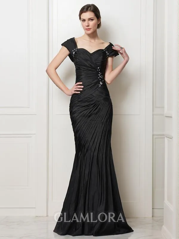 Trumpet/Mermaid Sweetheart Short Sleeves Sweep Train Stylish Taffeta Mother of the Bride Dress With Beading