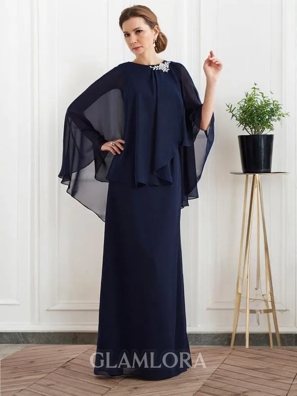 A-line High Neck Sleeveless Floor-Length Classy Chiffon Mother of the Bride Dress