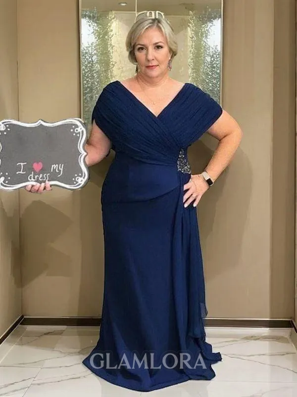 Sheath/Column V-Neck Timeless Sleeveless Floor-Length Chiffon Mother of the Bride Dress