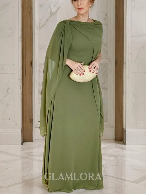 Unique Sheath/Column Scoop Sleeveless Floor-Length Chiffon Mother of the Bride Dress