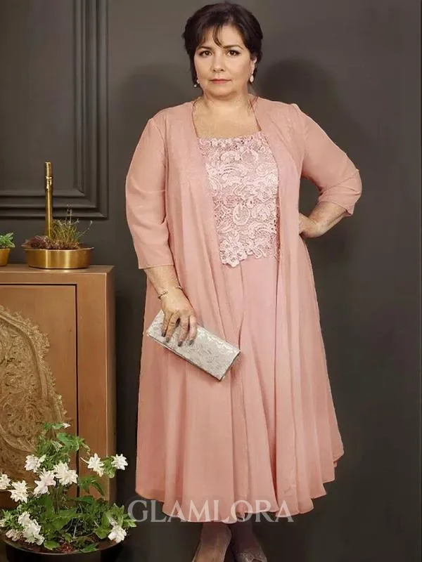 A-line Square Sleeveless Timeless Ankle-Length Chiffon Mother of the Bride Dress