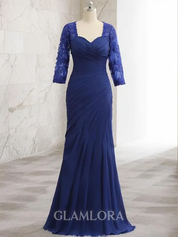 Trumpet/Mermaid Sweetheart 3/4 Sleeves Floor-Length Stunning Chiffon Mother of the Bride Dress