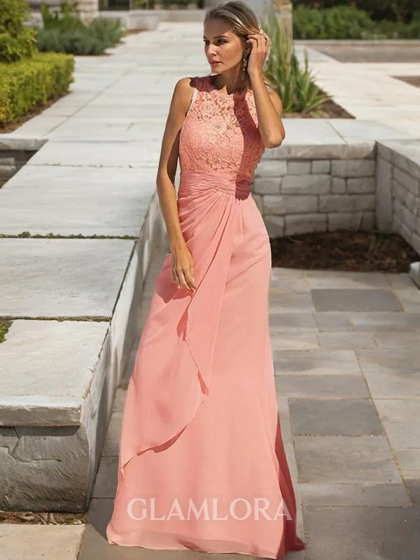 Sheath/Column Scoop Sleeveless Floor-Length Chiffon Understated Mother of the Bride Dress