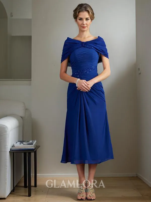 Sheath/Column Scoop Short Sleeves Tasteful Short/Mini Chiffon Mother of the Bride Dress With Beading