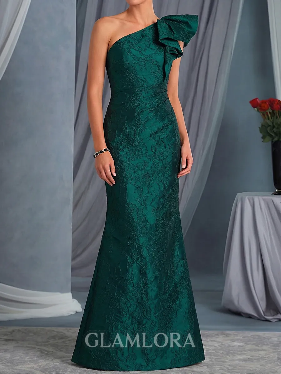 Radiant Sheath One-Shoulder Ruffles Floor-Length Mother of the Bride Dress