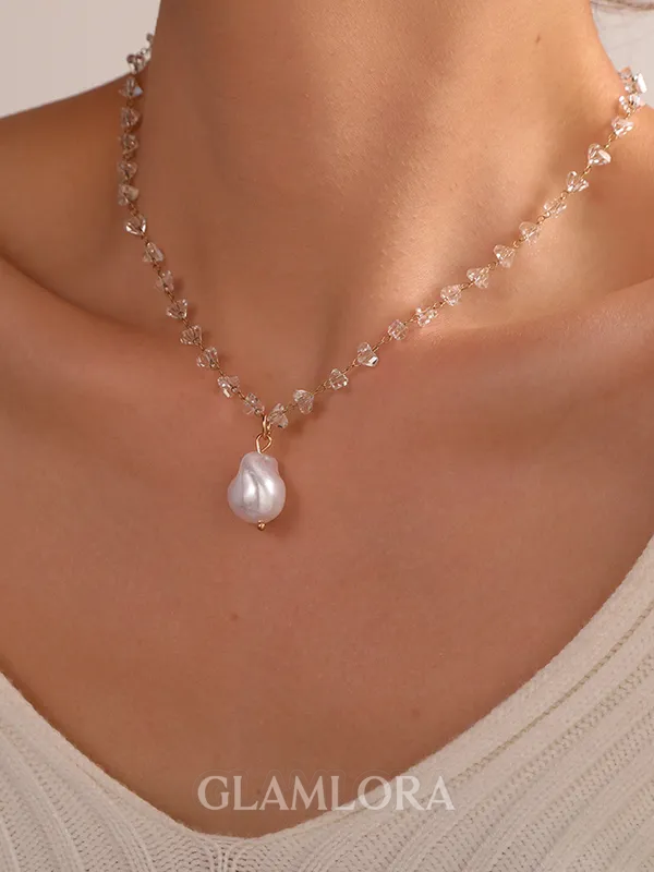 Simple Alloy With Imitation Pearl Necklaces