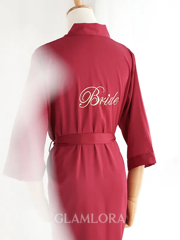 Comfortable Silk like Satin Embroidery Bride Robes
