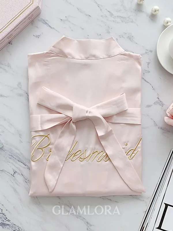 Charming Silk like Satin Embroidery Bridesmaid Robes
