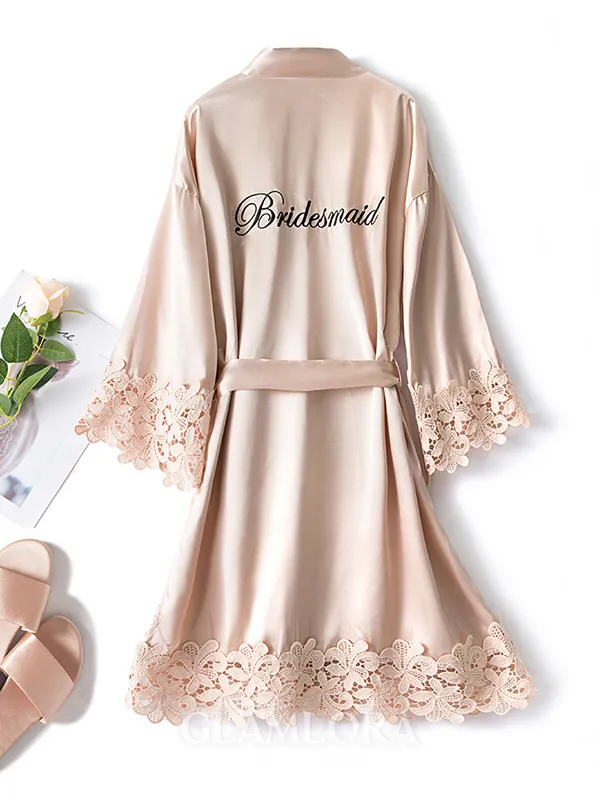 Soft Silk like Satin With Lace Bridesmaid Robes