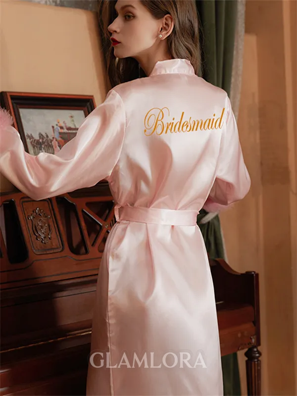 Gorgeous Silk like Satin Whith Feathers/Fur Bridesmaid Robes