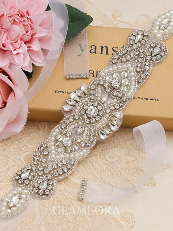 Beautiful Satin/Organza Sashes With Rhinestones/Imitation Pearls