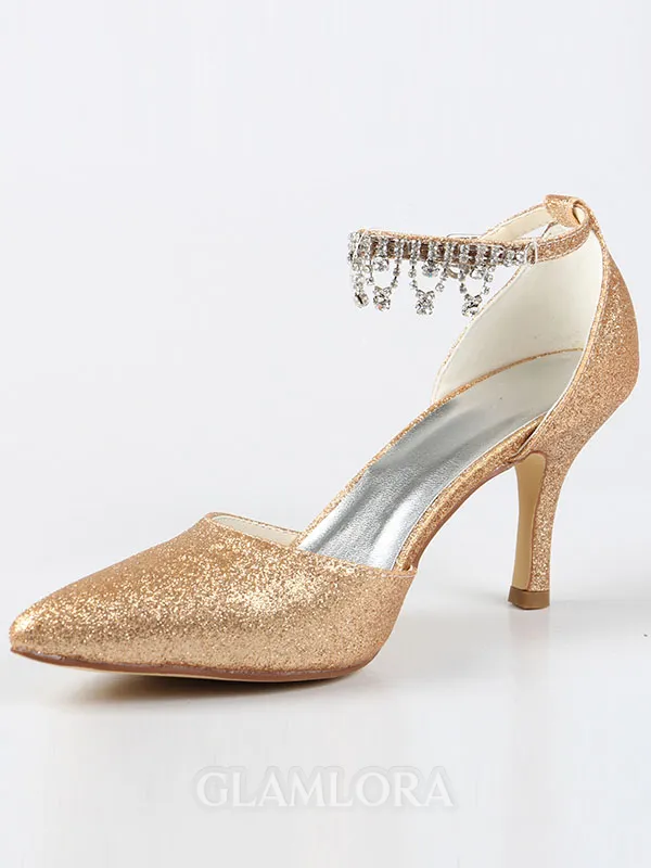 Women's Mary Jane Closed Toe Cone Heel With Rhinestone High Heels