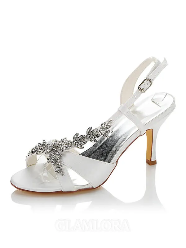 Women's Satin PU Peep Toe Stiletto Heel Wedding Shoes