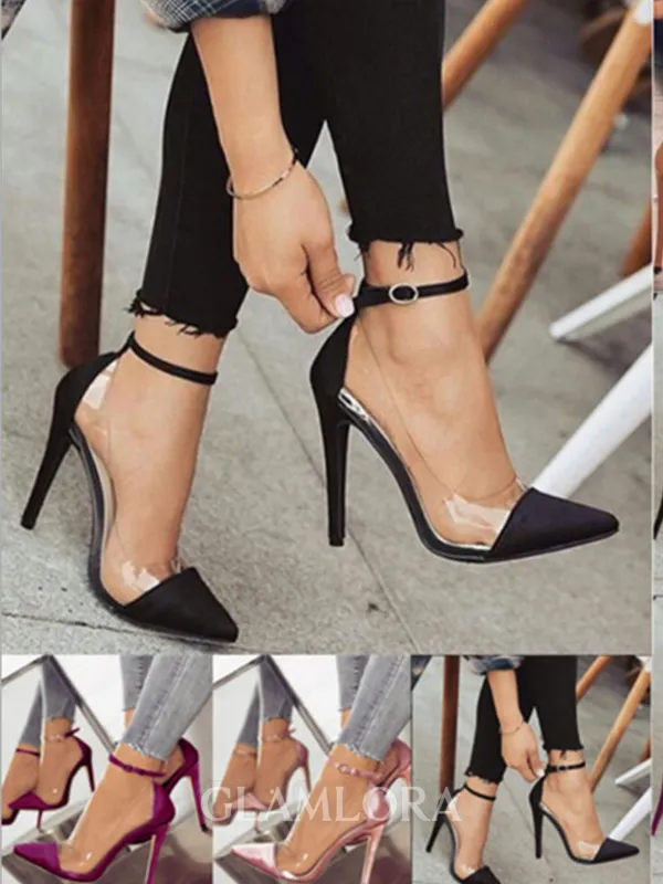 Women's PU Stiletto Heel Closed Toe High Heels
