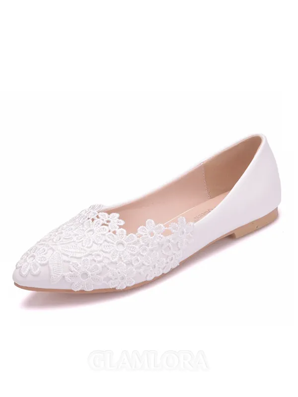 Women's PU Closed Toe With Flower Flat Heel Flat Shoes