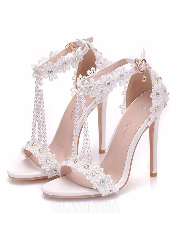 Women's PU Peep Toe With Flower Stiletto Heel Sandals