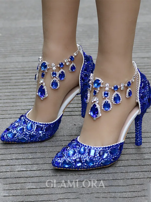 Women's PU With Rhinestone Closed Toe Stiletto Heel High Heels