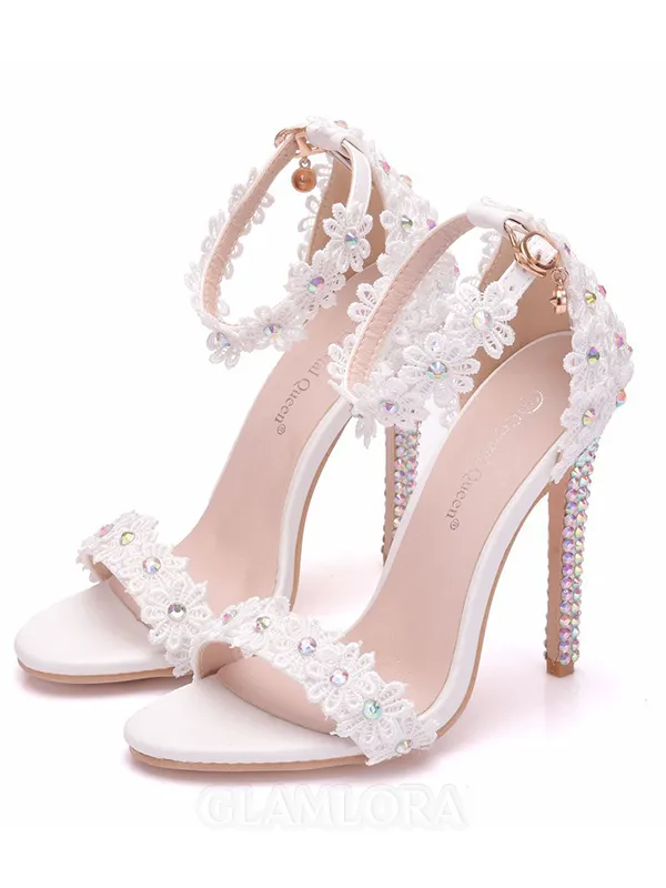 Women's PU Peep Toe With Flower Stiletto Heel Sandals