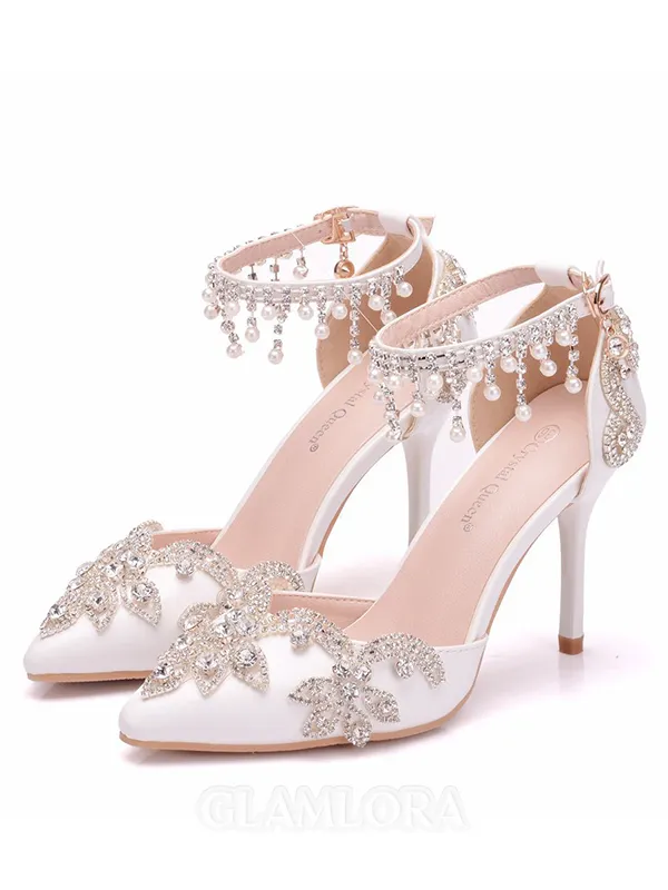 Women's PU Closed Toe With Rhinestone Stiletto Heel Sandals