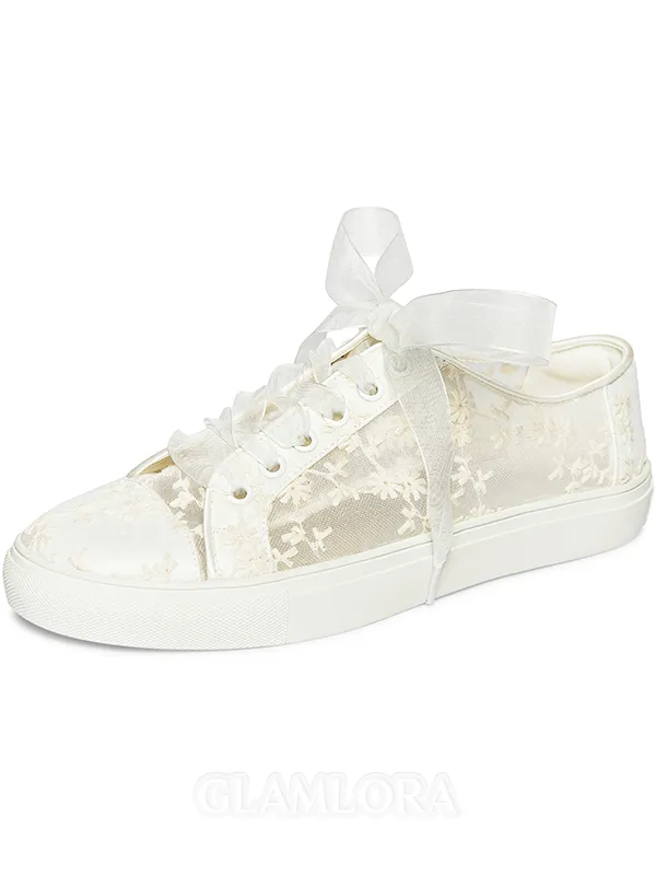 Women's Net With Flower Closed Toe Flat Heel Flat Shoes