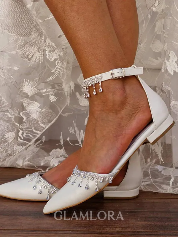 Women's PU With Tassel Closed Toe Flat Heel Wedding Shoes