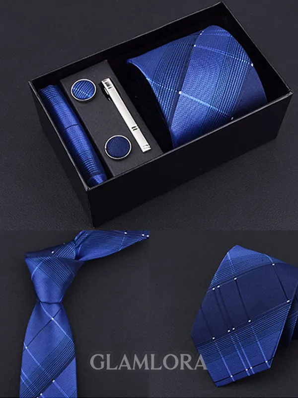 Formal Polyester Tie Tie Clip Cufflinks