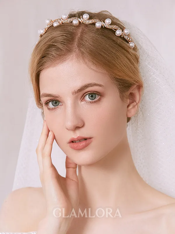 Fashionable Alloy With Imitation Pearl Tiaras