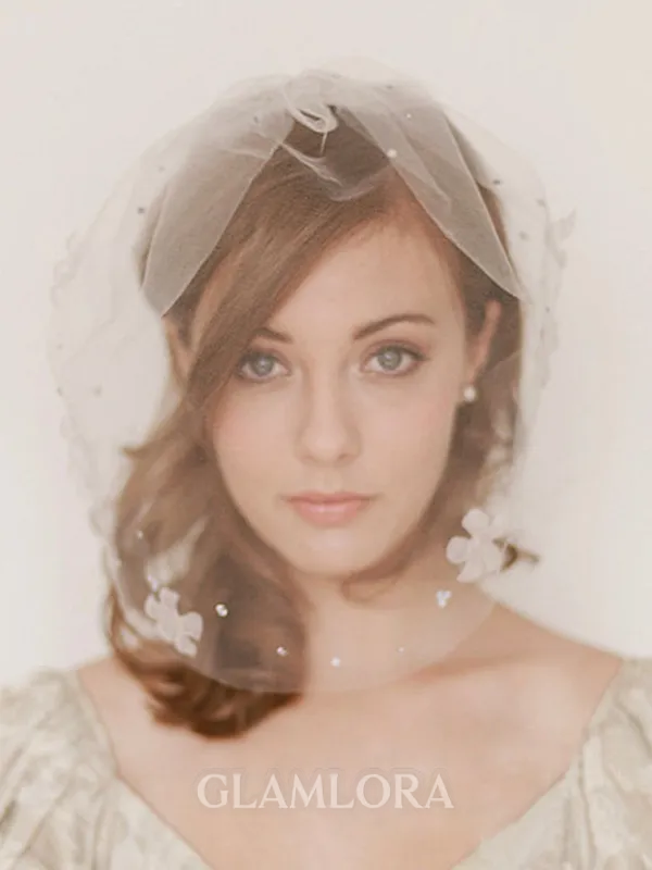 One-tier Birdcage Veils With Rhinestone