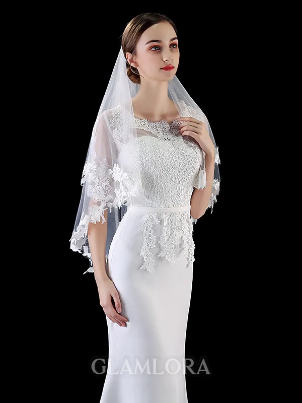 Elegant Tulle With Applique Wedding Veils
