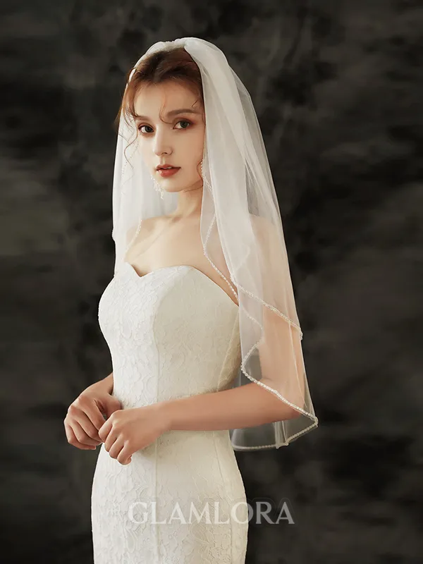 Delicate Tulle Two-Tier Elbow Bridal Veils