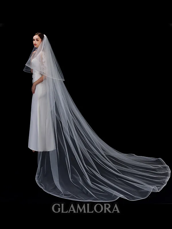 Fancy Tulle Two-Tier Cathedral Bridal Veils