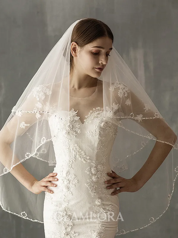 Stunning Tulle Two-Tier Fingertip Bridal Veils
