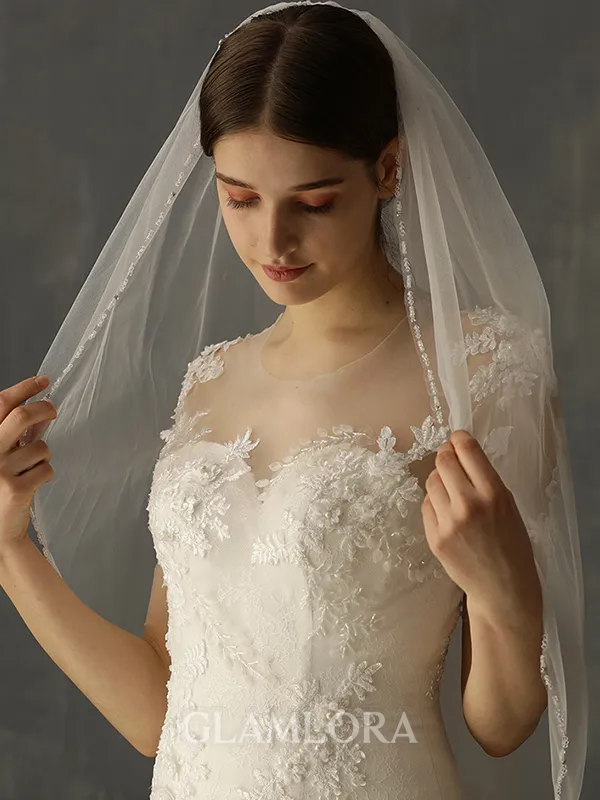 Charming Tulle One-Tier Elbow Bridal Veils