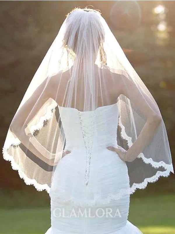 Beautiful Tulle With Lace Wedding Veils