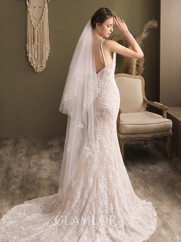 Stunning Tulle Two-Tier Waltz Bridal Veils With Applique
