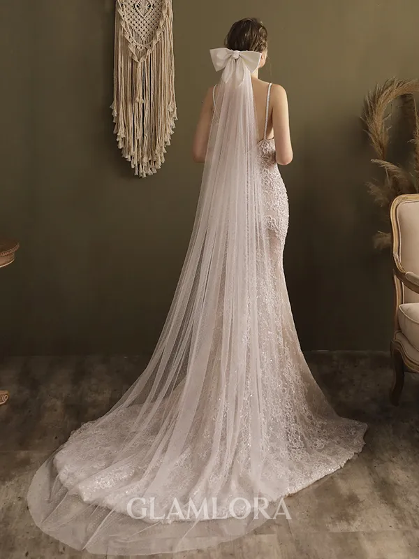 Beautiful Tulle One-Tier Chapel Bridal Veils With Bowknot