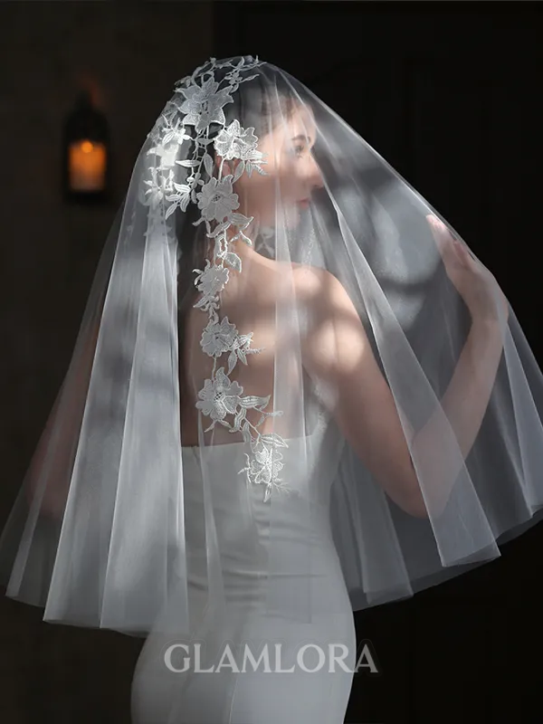 Brilliant Tulle One-Tier Elbow Bridal Veils