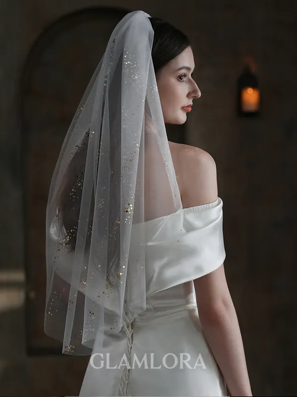 Delicate Tulle One-Tier Elbow Bridal Veils