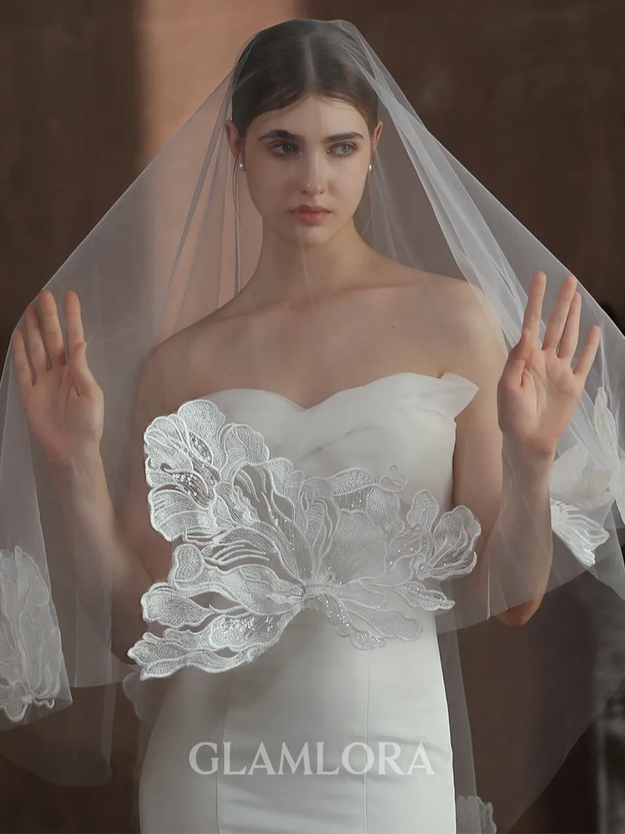 Delicate Tulle One-Tier Chapel Bridal Veils