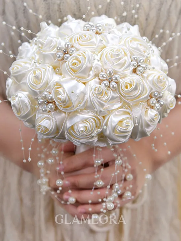 Charming Round Satin Bridal Bouquets