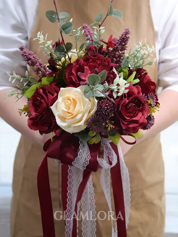 Beautiful Free-Form Silk Flower Bridal Bouquets