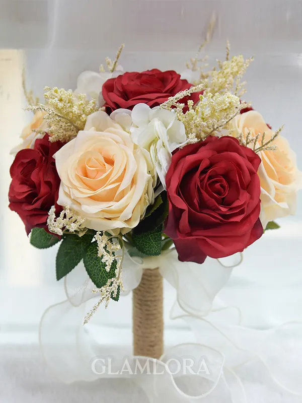Exquisite Free-Form Silk Flower Bridal Bouquets