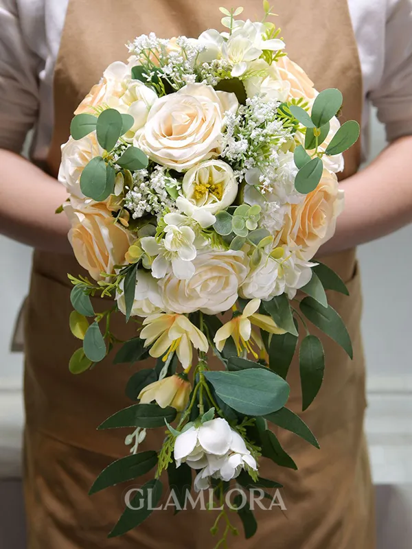 Delicate Cascade Silk Flower Bridal Bouquets