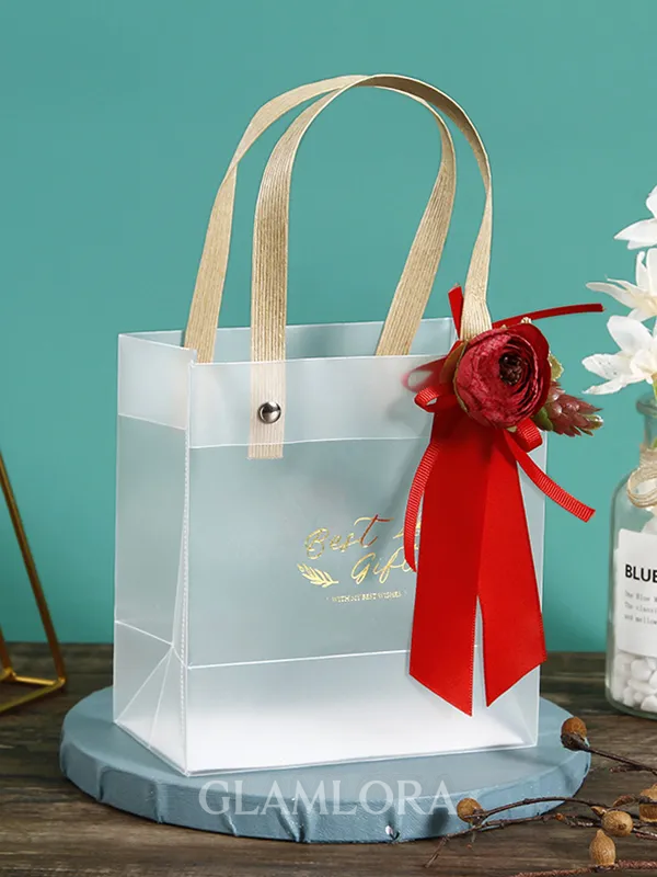Delicate PVC With Flower Gift Bags