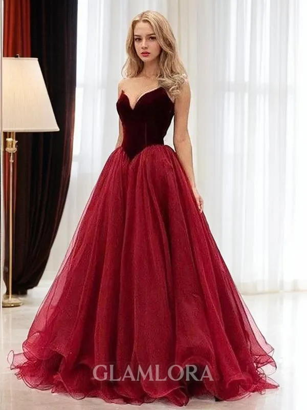 Ball-Gown Princess Sweetheart Stunning Sleeveless Floor-Length Tulle Prom Dress