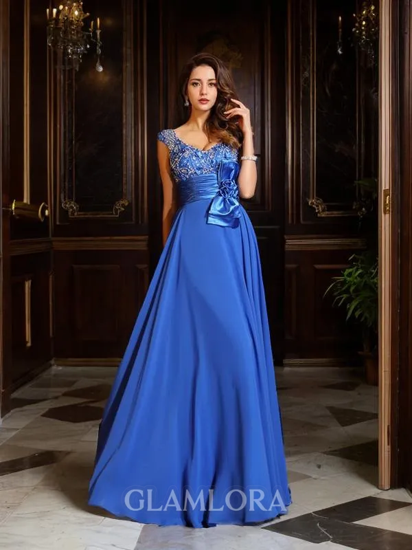 A-line Straps Sleeveless Floor-Length Charming Chiffon Prom Dress With Sash