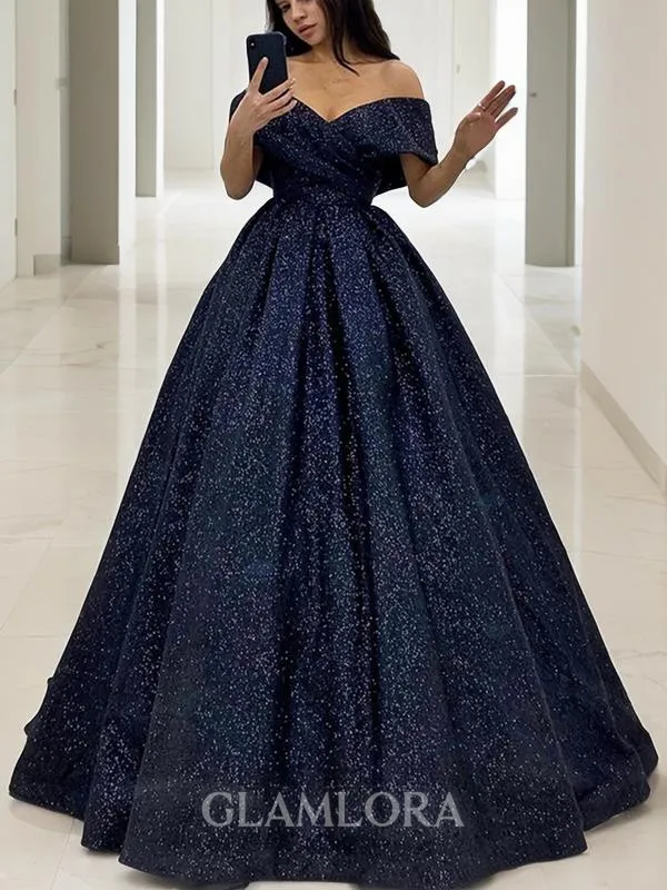 Ball-Gown Off-the-Shoulder Sleeveless Cinderella Sweep Train Prom Dress